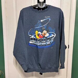 Vintage Y2K Disney Mickey Mouse Florida Heather Blue Gray Crewneck Sweatshirt 2X
